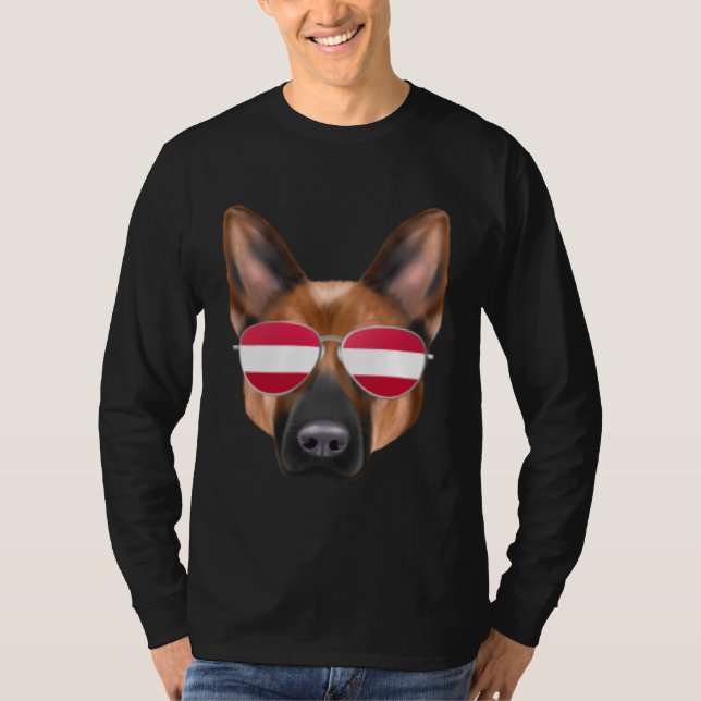 Austrian Flag German Shepherd Dog Austria Pocket T-Shirt (Vorderseite)