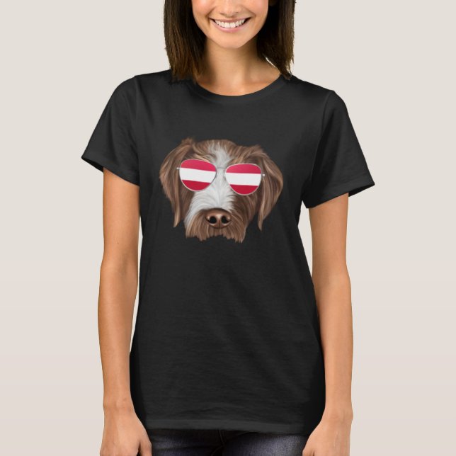 Austrian Flag German Wirehaired Pointer Dog Austri T-Shirt (Vorderseite)