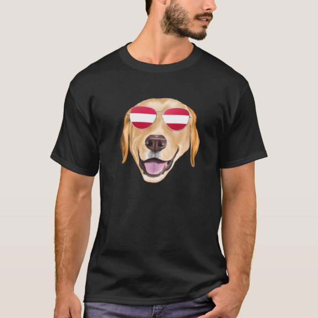Austrian Flag Yellow Labrador Retriever Dog Austri T-Shirt (Vorderseite)