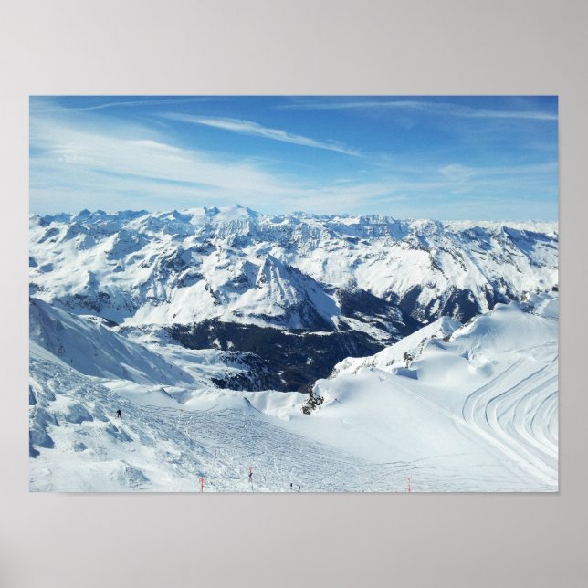 Austrische Skifahrer Alpen Schneelandschaft Poster (Vorne)