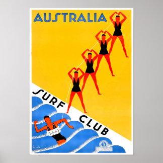 Austrlia Travel Poster Surf Surf Surfer