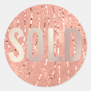 Ausverkaufter Glitzer Peach Pink Real Anwesen Agen Runder Aufkleber