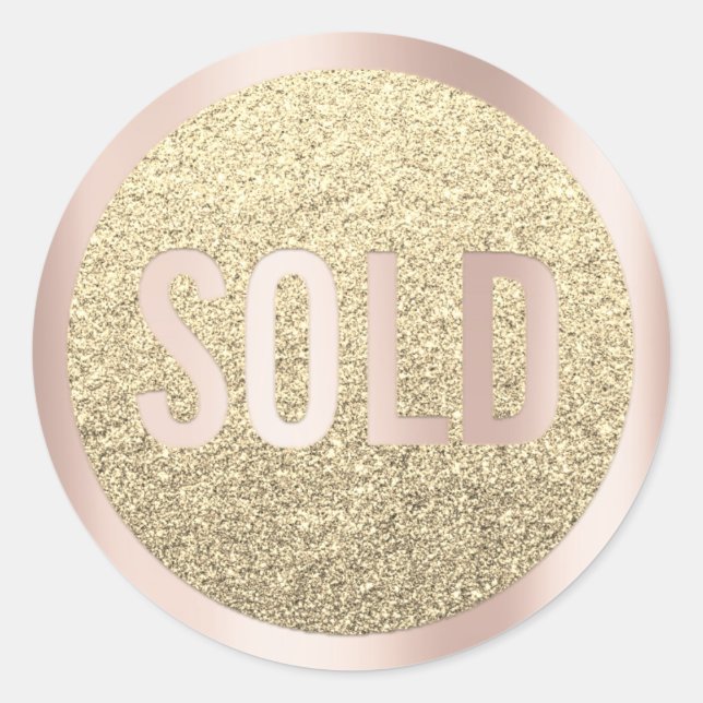 Ausverkaufter Glitzer Silver RoseGold Real Anwesen Runder Aufkleber (Vorderseite)