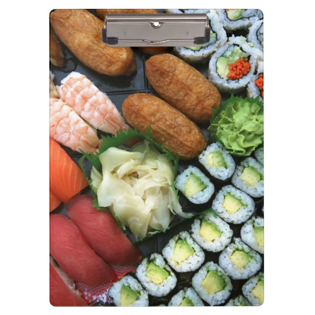 Auswahl an japanischen Sushi-Favoriten Klemmbrett (Vorderseite)