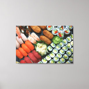 Auswahl an japanischen Sushi-Favoriten Leinwanddruck