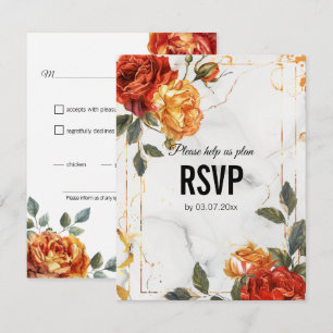 Auswahl an Speisen Marmorträume: Orange Rose Elega RSVP Karte
