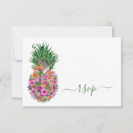 Auswahl an tropischen Ananas-Hochzeitsmenüs RSVP Karte