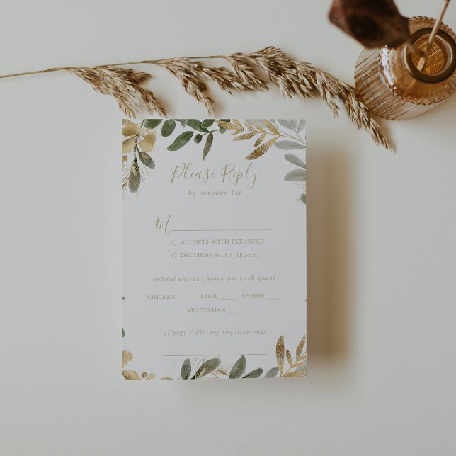 Auswahl an UAWG für die Hochzeit im Herbst Goldgrü RSVP Karte (Von Creator hochgeladen)