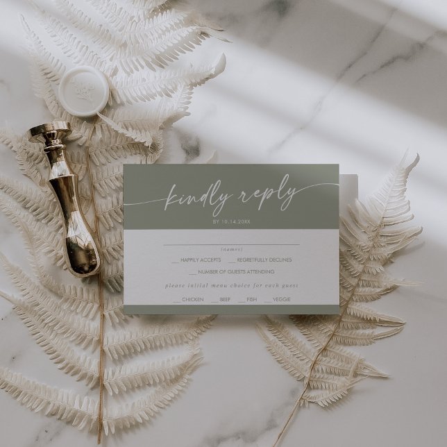 Auswahl der RSVP-Karte des Boho Chic Sage Green RSVP Karte (Von Creator hochgeladen)