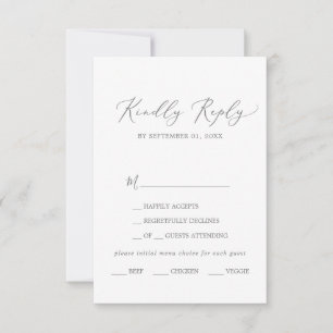 Auswahl der RSVP-Karte für die Silber-Kalligrafie RSVP Karte
