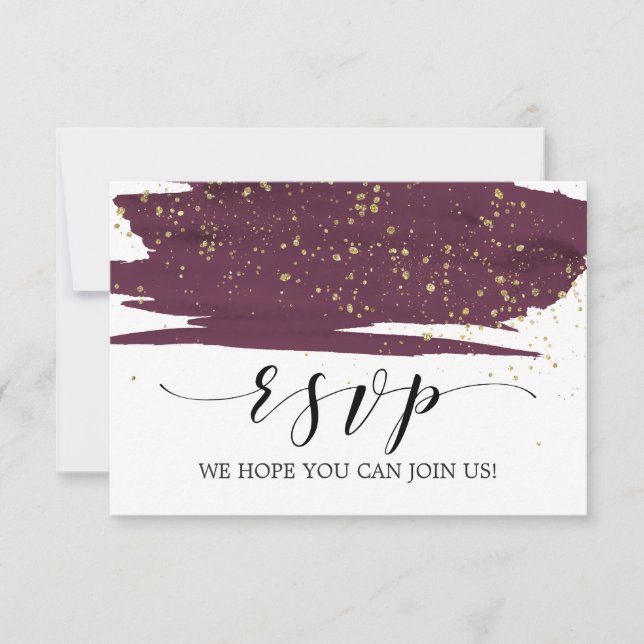 Auswahl der RSVP-Karte für Wasserfarben-Marsala- u RSVP Karte (Vorderseite)