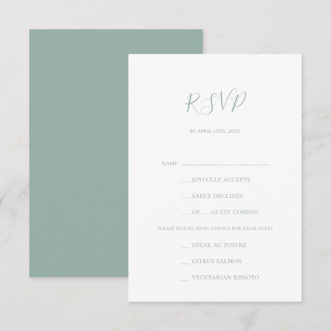 Auswahl der RSVP-Karte im Menü "Sage Green" RSVP Karte (Vorne/Hinten)