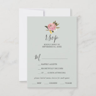 Auswahl der RSVP-Karte mit dem farbigen Blumenmenü RSVP Karte