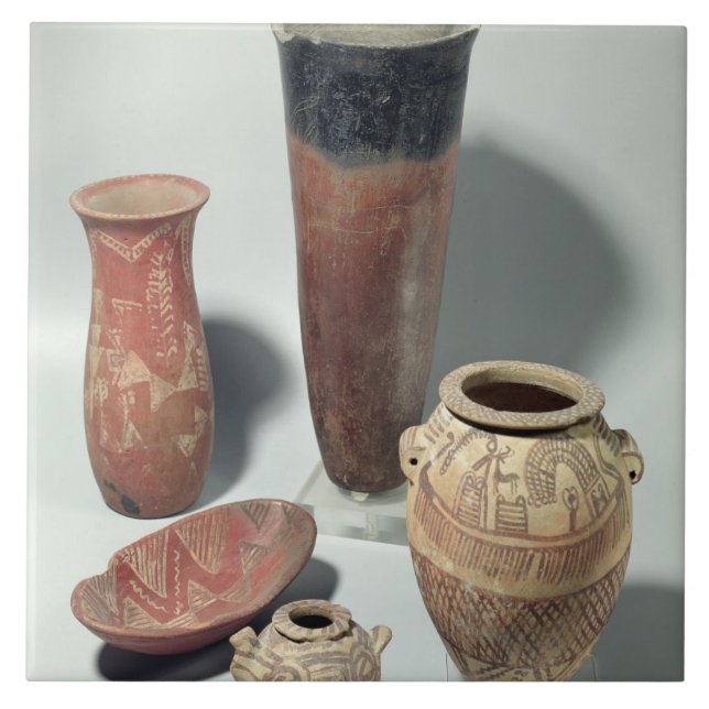 Auswahl der Vasen, Naqada I/II Zeitraum, 4000-3100 Fliese (Vorderseite)