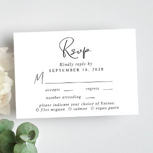 Auswahl des Chic-Skriptmenüs für die Hochzeit des  RSVP Karte