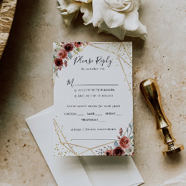 Auswahl des geometrischen Glitzer-Hochzeitmenüs UA RSVP Karte