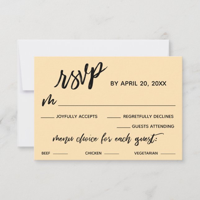 Auswahl des lässigen Handschriftenmenüs mit bleifr RSVP Karte (Vorderseite)