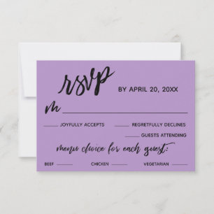 Auswahl des Menüs für lässige Handschriften Hübsch RSVP Karte