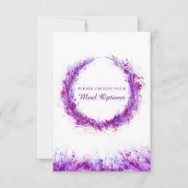 Auswahl für Hochzeitsessen lila Splash-Karten RSVP Karte