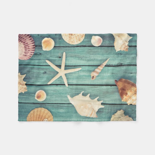 Auswahl von Seashells Fleecedecke (Vorderseite (Horizontal))