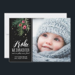 Auswendiges Beeren | Frohe Weihnachten<br><div class="desc">Weihnachtskarte modernes Entwurfs-MIT Zeichnung</div>