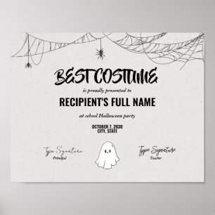 Auszeichnung "Bestes Halloween-Kostümzeugnis" Poster