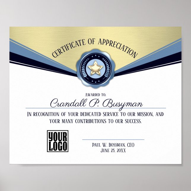 Auszeichnung der Mitarbeiter Poster (Vorne)