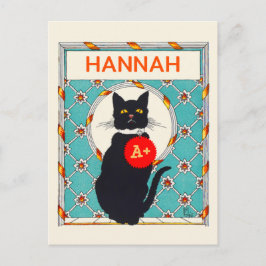 Auszeichnung "Vintage Katze" für den Lehrer Postkarte