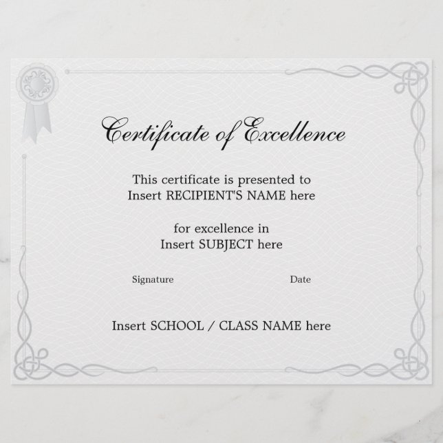 AUSZEICHNUNGSBESCHEINIGUNG FLYER (Vorne)