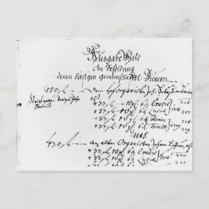 Auszug aus der Gehaltszahlung von J.S. Bach Postkarte
