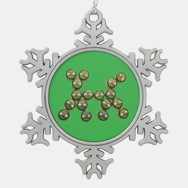 ​🐶 Authentic Chang Beer Cap Dog Schneeflocken Zinn-Ornament (Vorderseite)