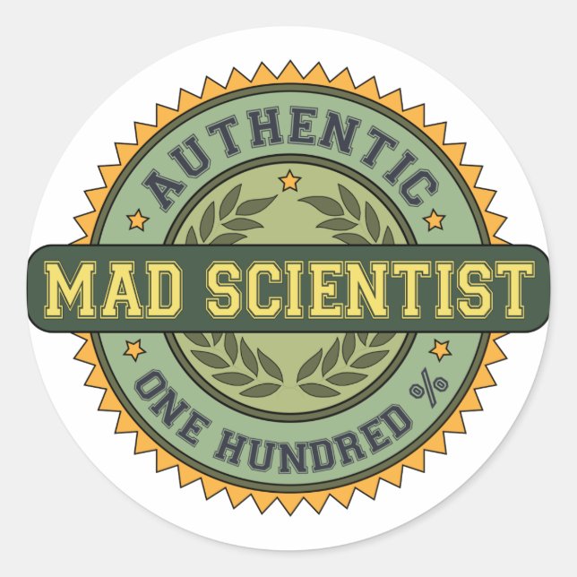 Authentic Mad Scientist Runder Aufkleber (Vorderseite)