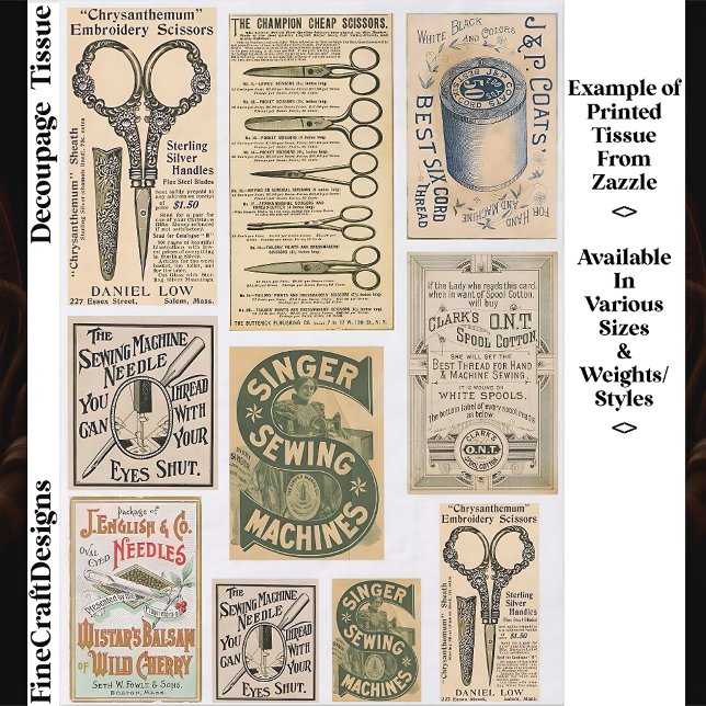 Authentic Vintage Sewing Adverts ES1 Decoupage Seidenpapier (Von Creator hochgeladen)