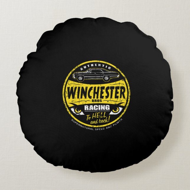 Authentic Winchester Bros Rundes Kissen (Vorderseite)