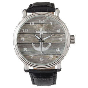 Authentisch aussehender Holz-Rustikal-Anker nautis Armbanduhr