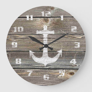 Authentisch aussehendes Holz rustikale Anker nauti Große Wanduhr