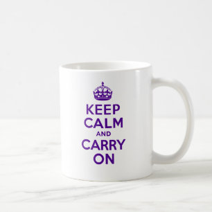 Authentisch behalten Sie Ruhe und machen Sie Lila Kaffeetasse