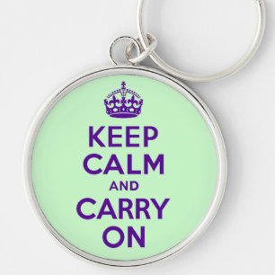 Authentisch Keep Calm And Carry On Lila bester Pre Schlüsselanhänger