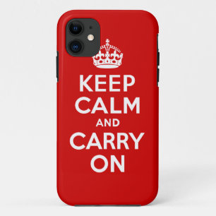 Authentisch Keep Calm And Carry On Rot und Weiß Case-Mate iPhone Hülle