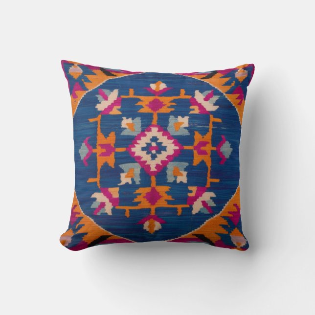 Authentische Blue Kilim Türkische Rug Pillows Kissen (Vorderseite)