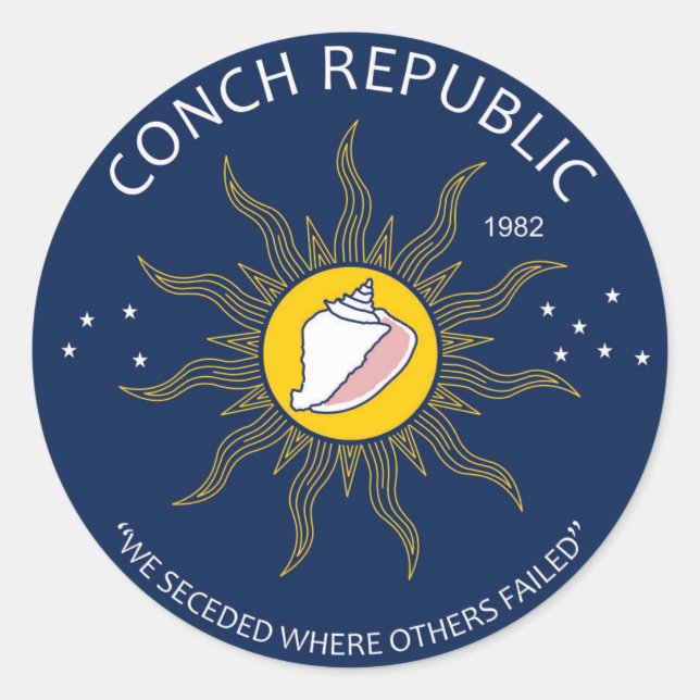 Authentische Conch Republic AVOID-FAKE Runder Aufkleber (Vorderseite)