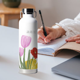 Authentische, handgezogene Blume Trinkflasche