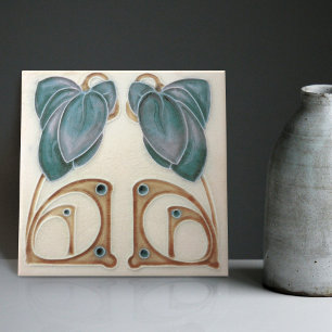 Authentische Jugendstil John Barratt Majolica Flor Fliese
