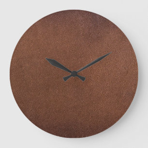 Authentische Lederoptik, echter Hintergrund. Große Wanduhr