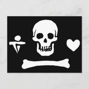 Authentische Piratenflagge Stede Mütze Postkarte