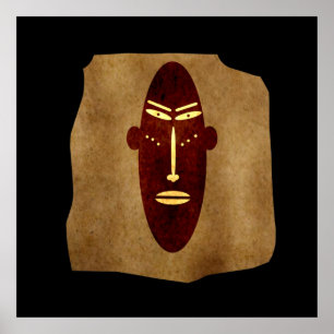 Authentische primitive abstrakte Maske Poster