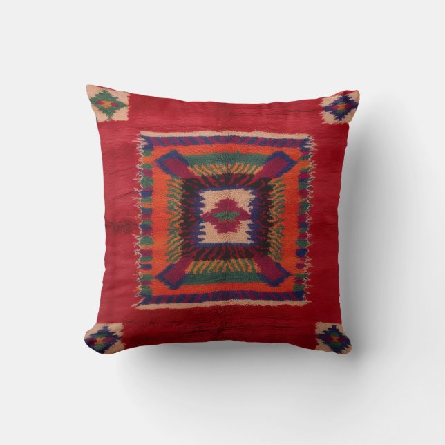 Authentische rote Kilim Kissen für einen zeitlosen (Vorderseite)
