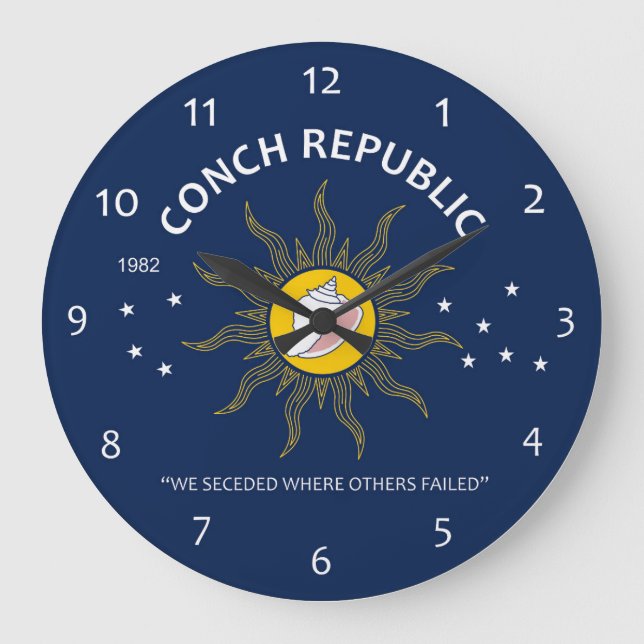 Authentische Tritonshorn-Republik VERMEIDEN FAKES Große Wanduhr (Vorderseite)