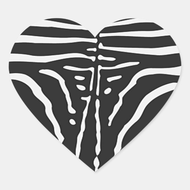 Authentische Zebra-Skin-Printwerbung - Schwarz-wei Herz-Aufkleber (Vorderseite)