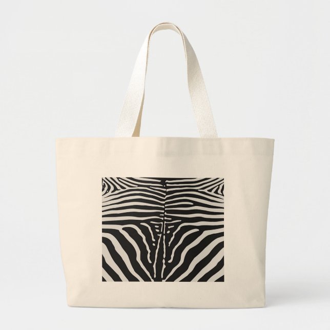 Authentische Zebra-Skin-Printwerbung - Schwarz-wei Jumbo Stoffbeutel (Vorne)